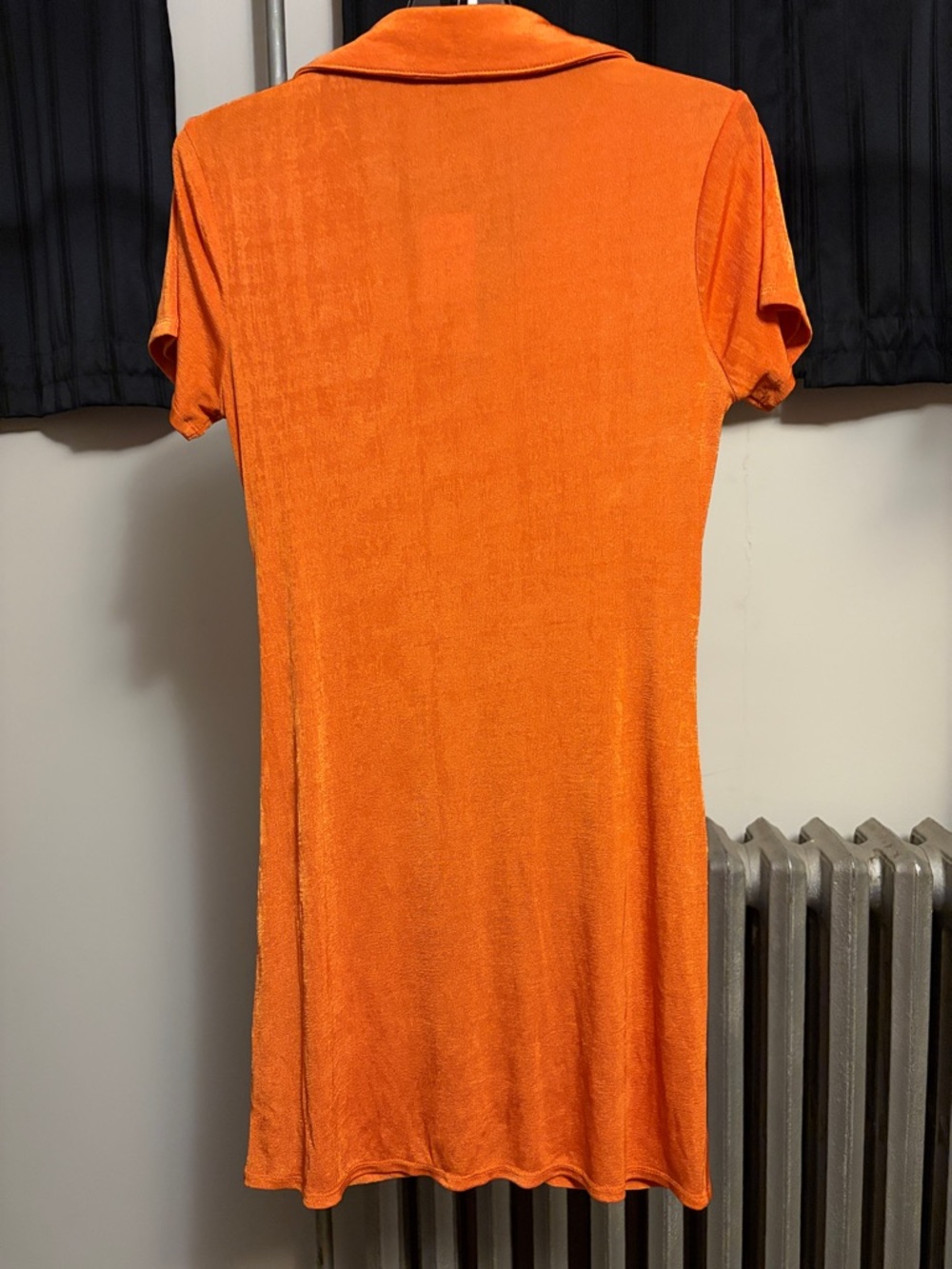 Orange Ruched Button-Front Dress - Picture 3 of 3